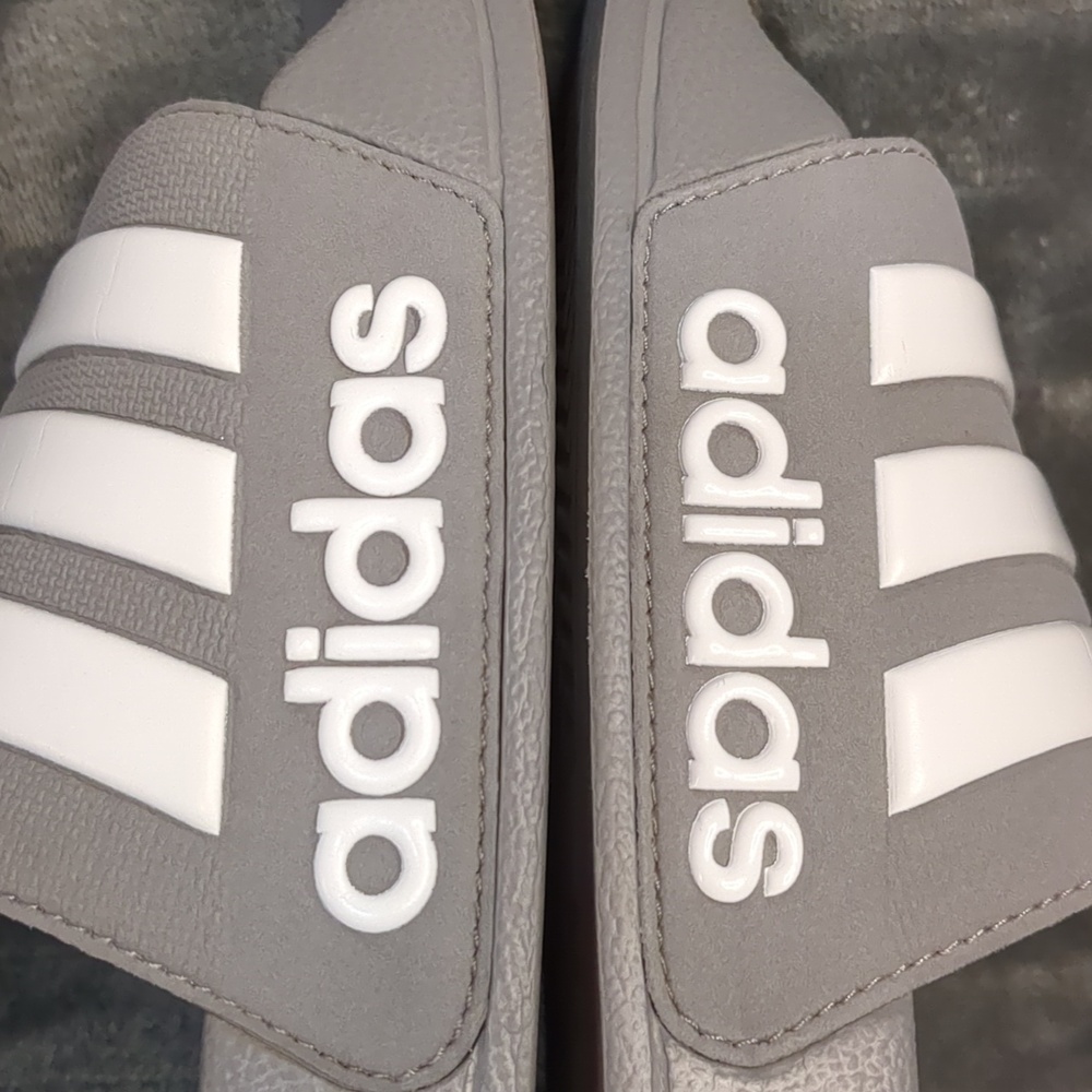 Adidas Gray and White Slide Sandals - Picture 15 of 16